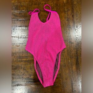 Good American Pink One Piece Sparkly Swimsuit